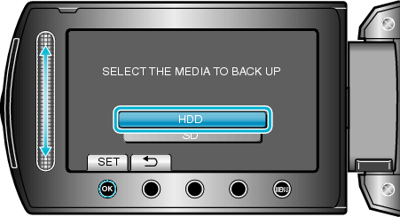 SELECT THE MEDIA TO BACK UP