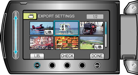 Select the desired video (EXPORT SETTINGS)
