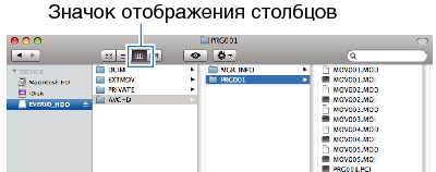 Click on the column display icon