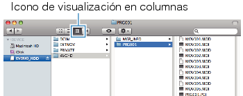 Clicking on the column display icon