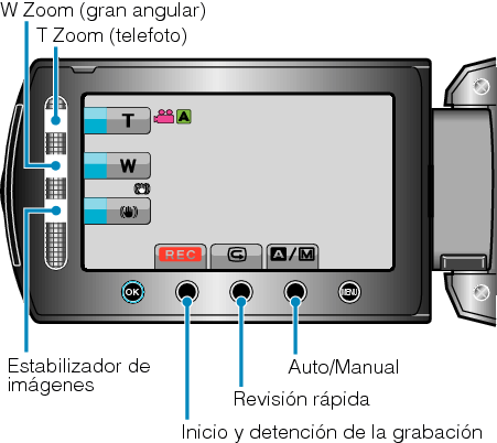 Operation buttons for video recording
