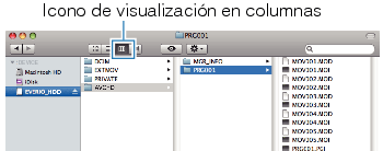 Clicking on the column display icon