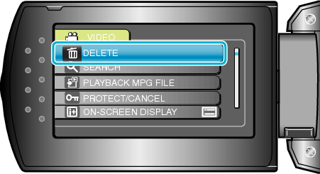 Select delete menu