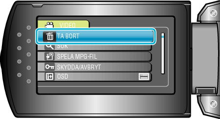 Select delete menu