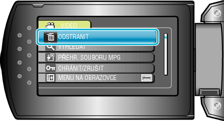 Select delete menu