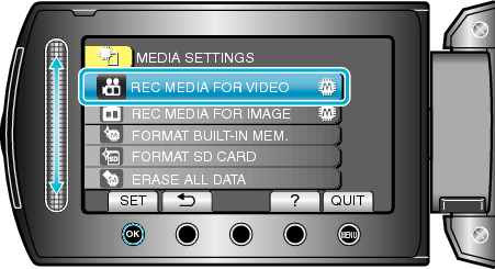 Selecting &#34;REC MEDIA FOR VIDEO&#34;