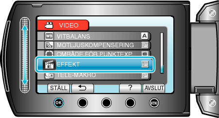 Selecting "EFFECT"
