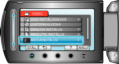 Selecting "MEDIA SETTINGS"