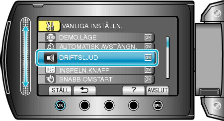 Selecting "OPERATION SOUND"