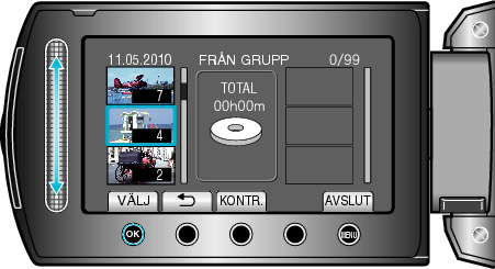 Selecting scene/group/date