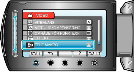 Selecting "TELE MACRO"