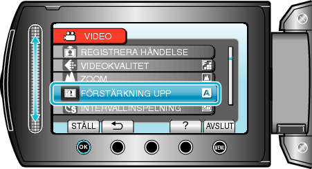 Selecting "GAIN UP"