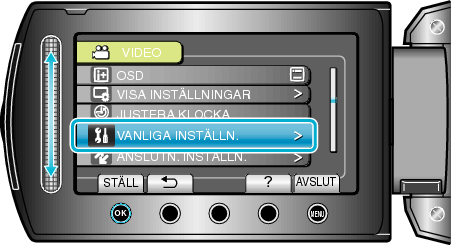 Selecting "CAMERA SETTINGS"