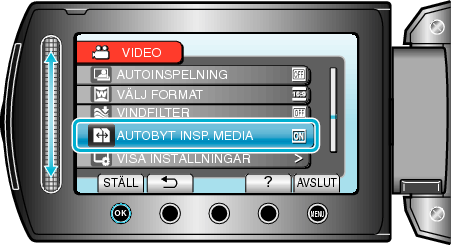 Selecting "AUTO SWITCH REC MEDIA"
