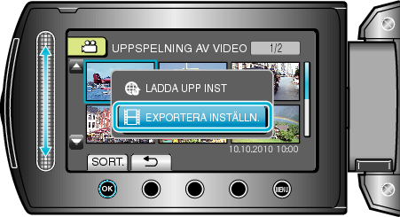 Selecting "EXPORT"
