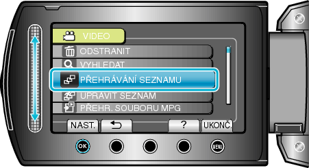 Selecting "PLAYBACK PLAYLIST"