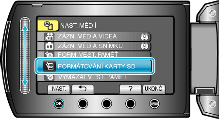 Selecting "FORMAT SD CARD"