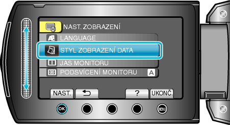 Selecting "DATE DISPLAY STYLE"