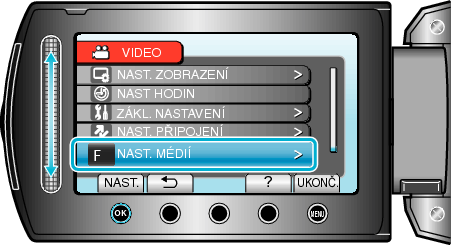 Selecting "MEDIA SETTINGS"