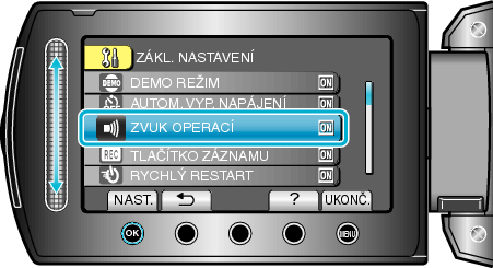 Selecting "OPERATION SOUND"