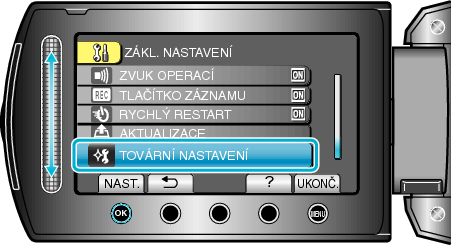 Selecting "FACTORY PRESET"