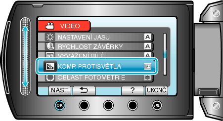 Selecting "BACKLIGHT COMP."
