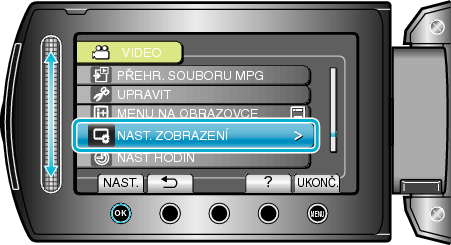 Selecting "DISPLAY SETTINGS"