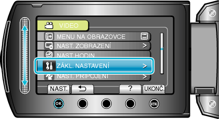 Selecting "CAMERA SETTINGS"