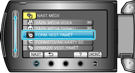 Selecting "FORMAT BUILT-IN MEM."