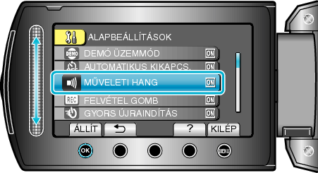 Selecting "OPERATION SOUND"