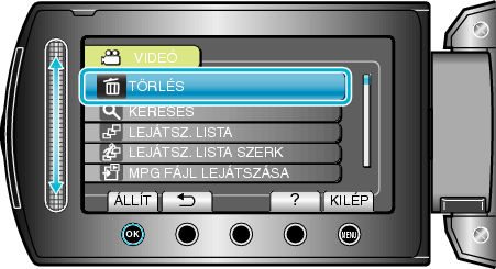 Selecting the delete menu