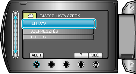 Selecting "NEW LIST"