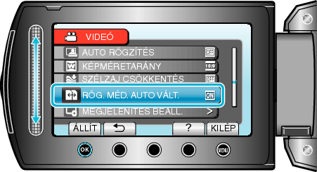 Selecting "AUTO SWITCH REC MEDIA"