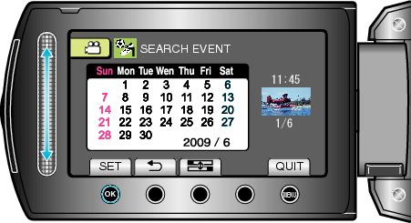 Selecting event and recording date