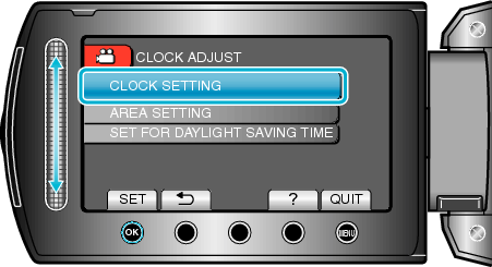 Selecting &#34;CLOCK SETTING&#34;