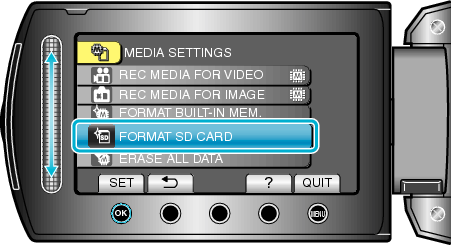 Selecting &#34;FORMAT SD CARD&#34;