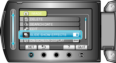 Selecting &#34;SLIDESHOW EFFECTS&#34;