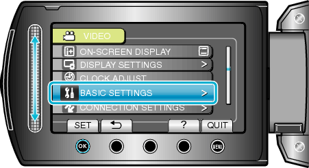 Selecting &#34;CAMERA SETTINGS&#34;