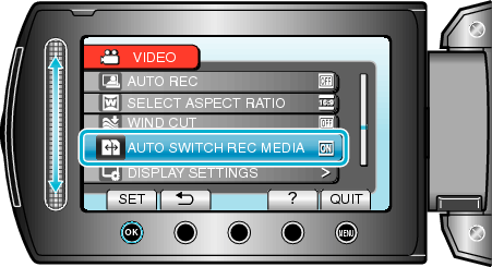 Selecting &#34;AUTO SWITCH REC MEDIA&#34;