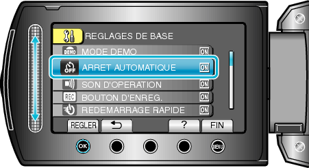 Selecting "AUTO POWER OFF"