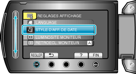 Selecting "DATE DISPLAY STYLE"