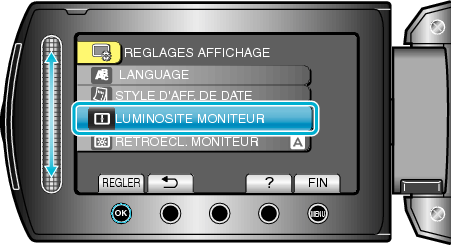 Selecting "MONITOR BRIGHTNESS"