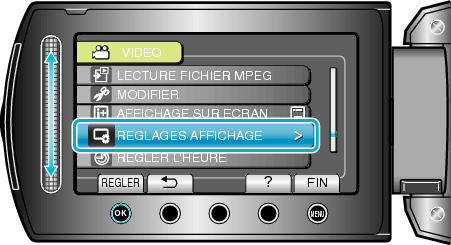 Selecting "DISPLAY SETTINGS"