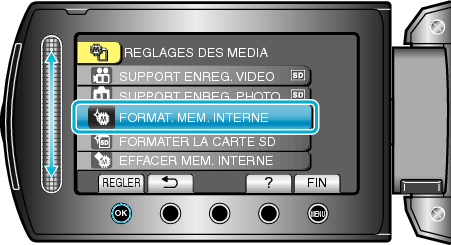 Selecting "FORMAT BUILT-IN MEM."
