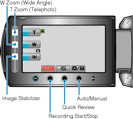 Operation buttons for video recording