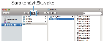 Clicking on the column display icon