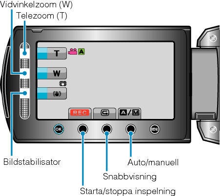 Operation buttons for video recording