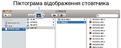 Click on the column display icon