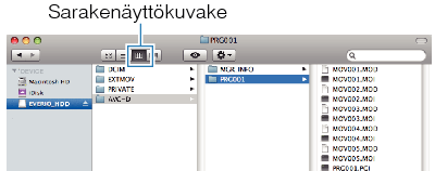 Click on the column display icon