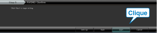 Copying to disc starts